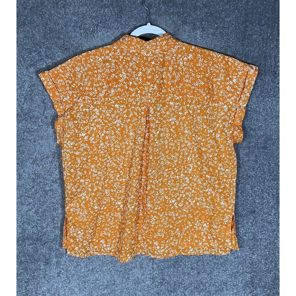 Style & Co Cuffed Sleeve Button Up Shirt Womens‎ Size XL Orange Chest Pocket - Picture 2 of 8